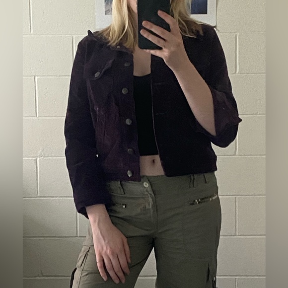 Purple Diab’less cropped corduroy jacket - Picture 1 of 6